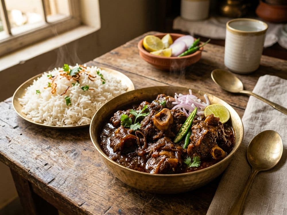 Mutton Kosha & Steamed Rice